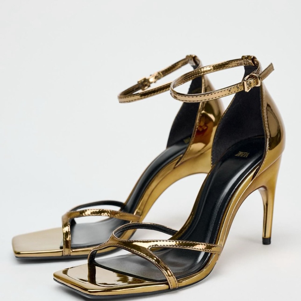 Zara oval heel metallic sandals